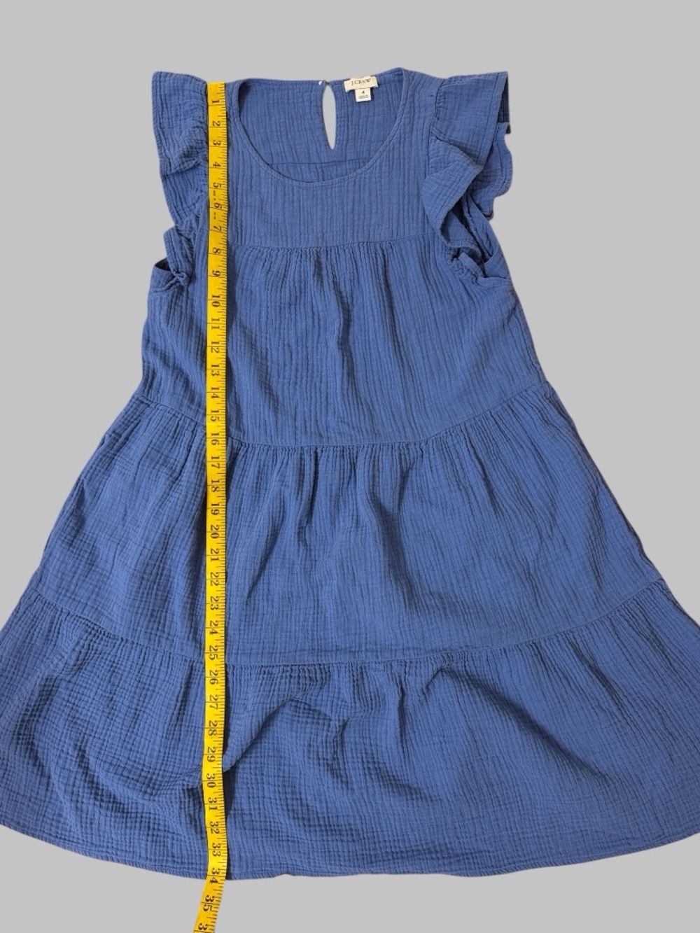 J. Crew Factory Blue Tiered Mini Gauze Dress - Picture 8 of 8